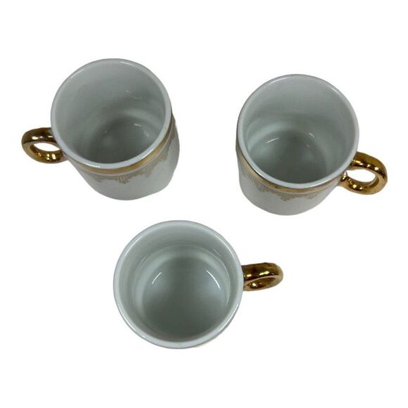 Stackable Yamasen Fine China Tea Set 3 Cups Mugs Gold Gilt Antique Made In Japan - Picture 2 of 6